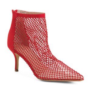Charles by Charles David NEW After Hours Fiery Red Rhinestone Mesh Heels Sz 7.5M